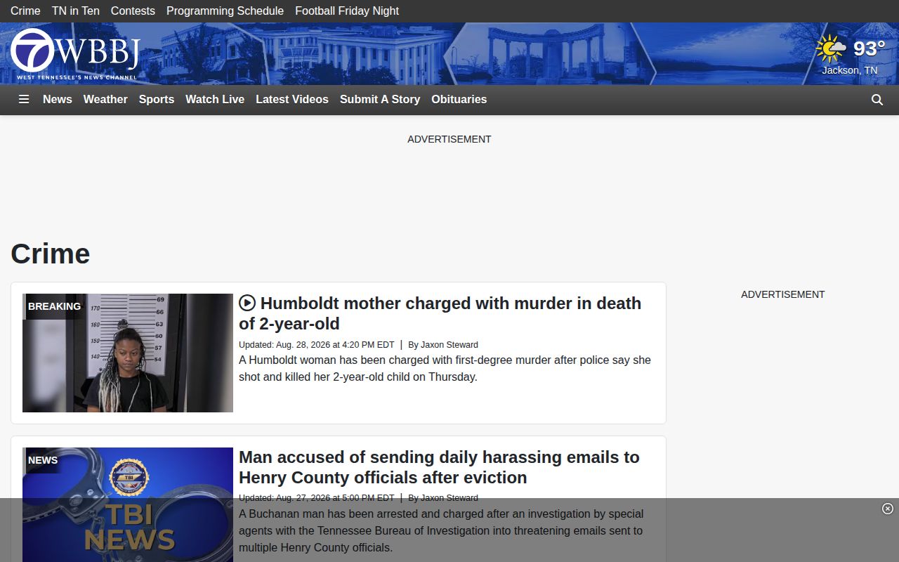 Lake County crime news reference, WBBJ regional crime section