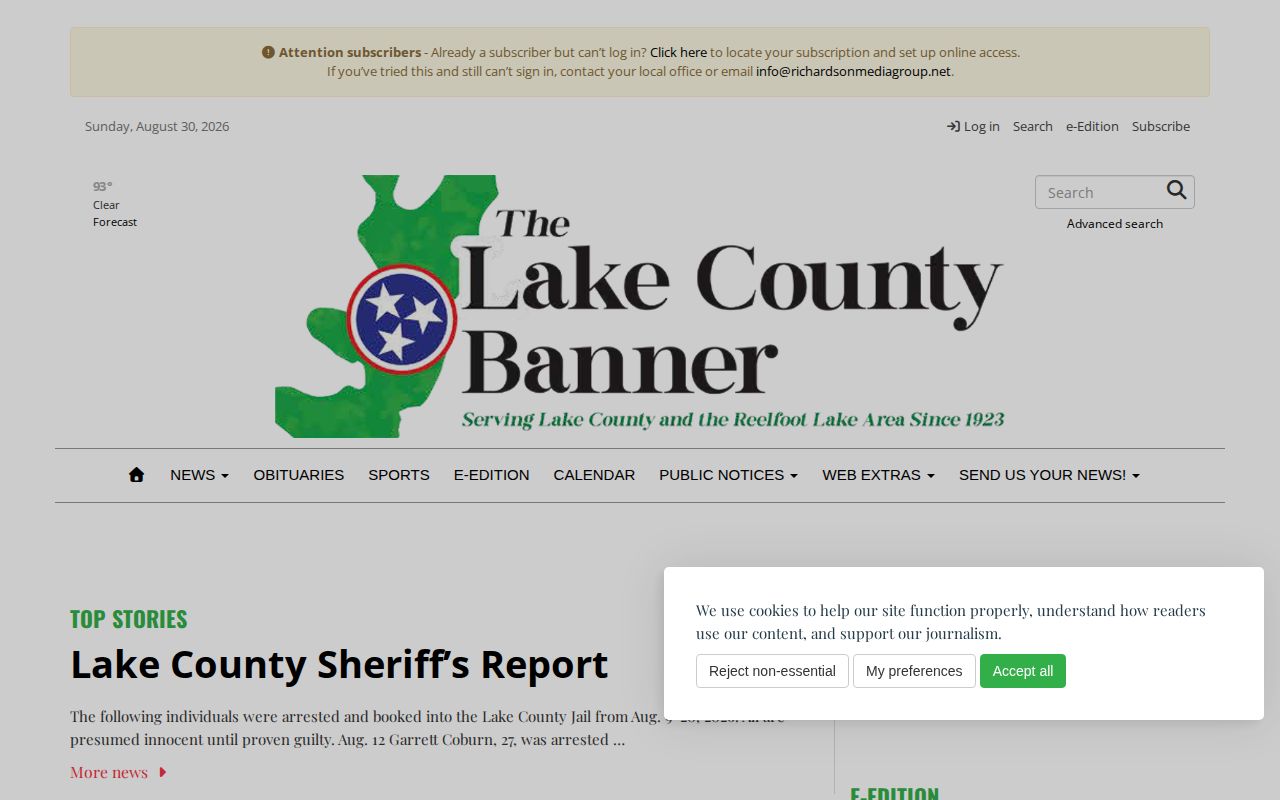 Lake County crime news reference, Lake County Banner local news source